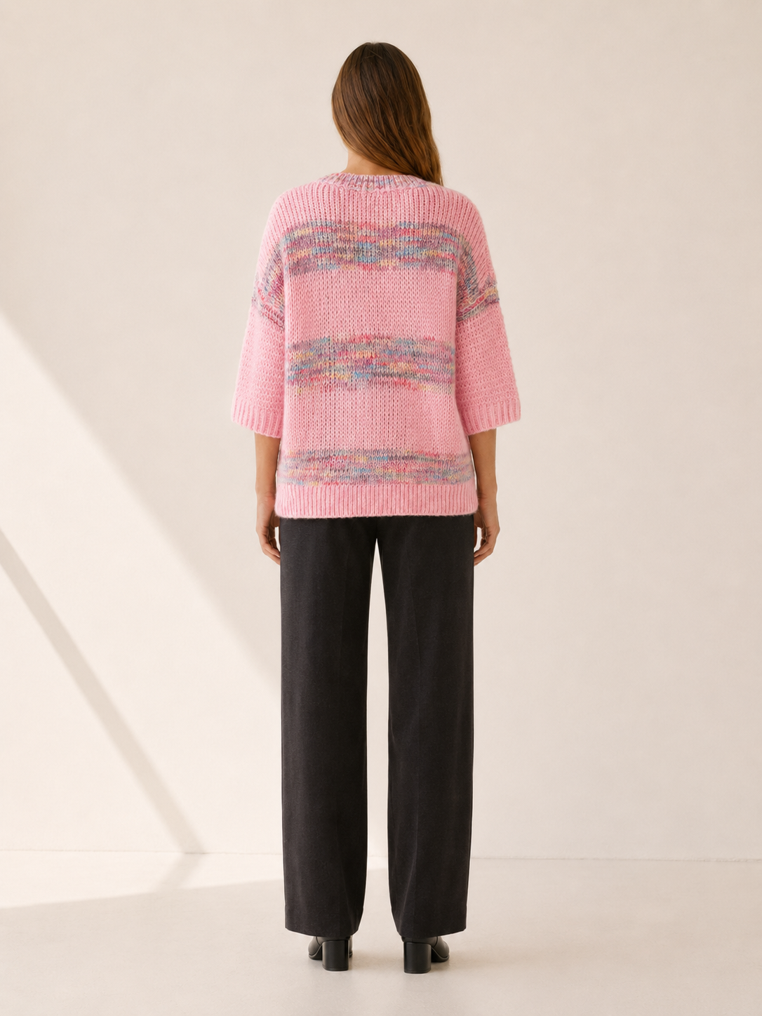 Zemalise | Crew Neck Sweater with Striped Detail and Relaxed Fit