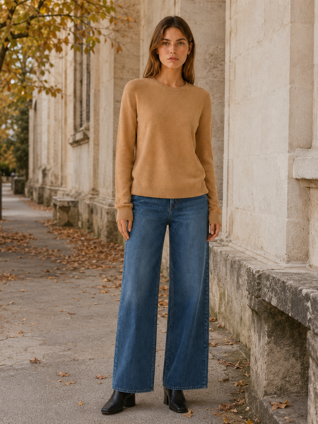 Zemoria | Knit Sweater with Round Neck and Oversized Fit