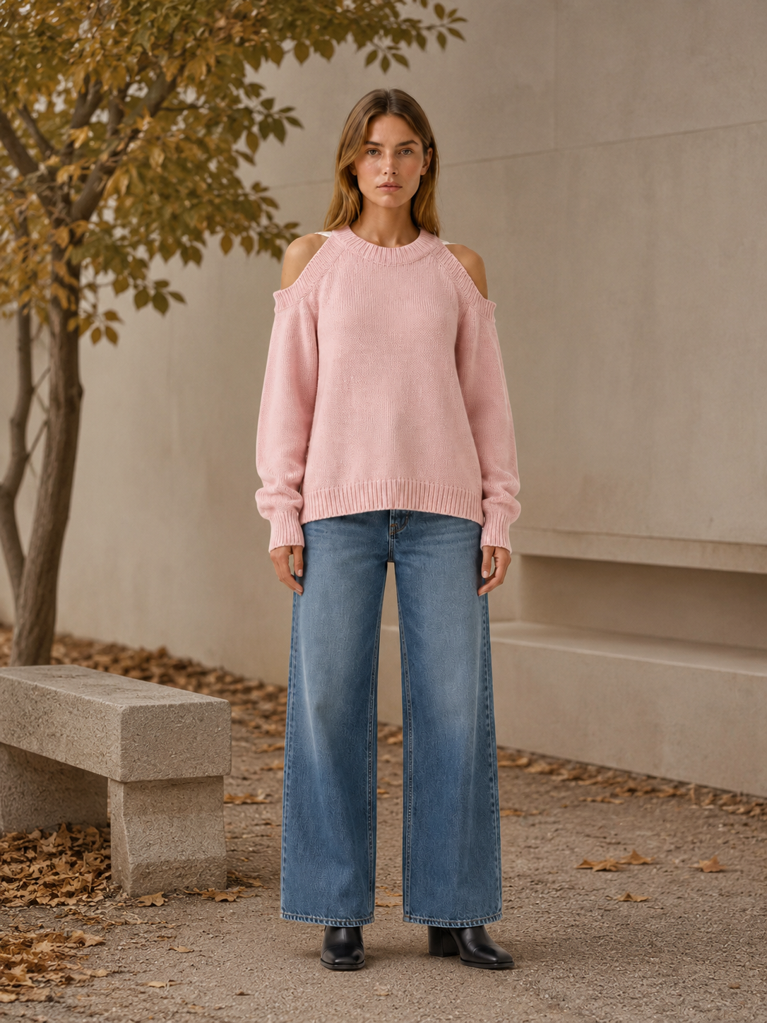 Zinnia | Cold Shoulder Jumper with Round Neck