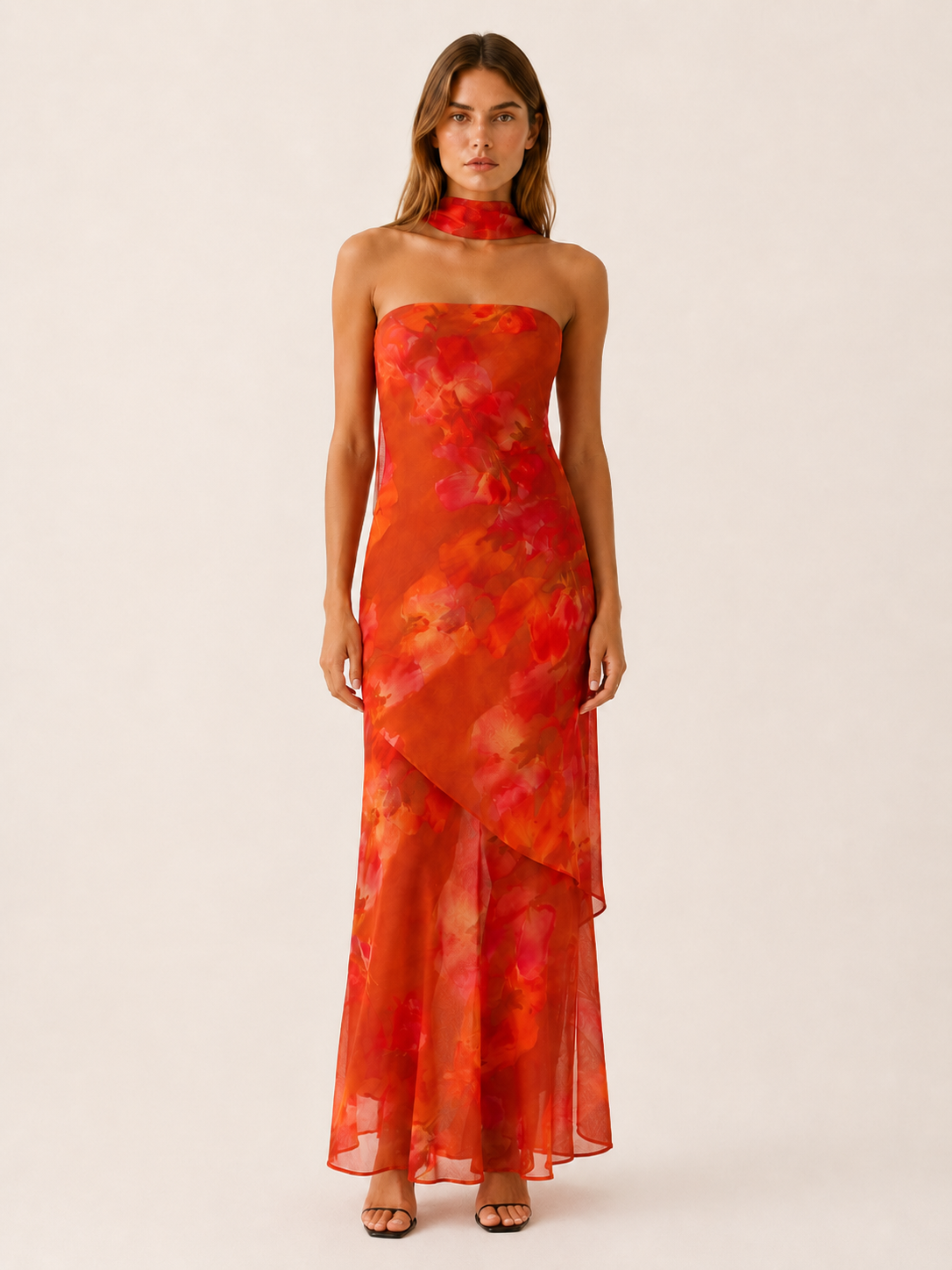 Zorina | Floral Maxi Dress with Strapless Neckline