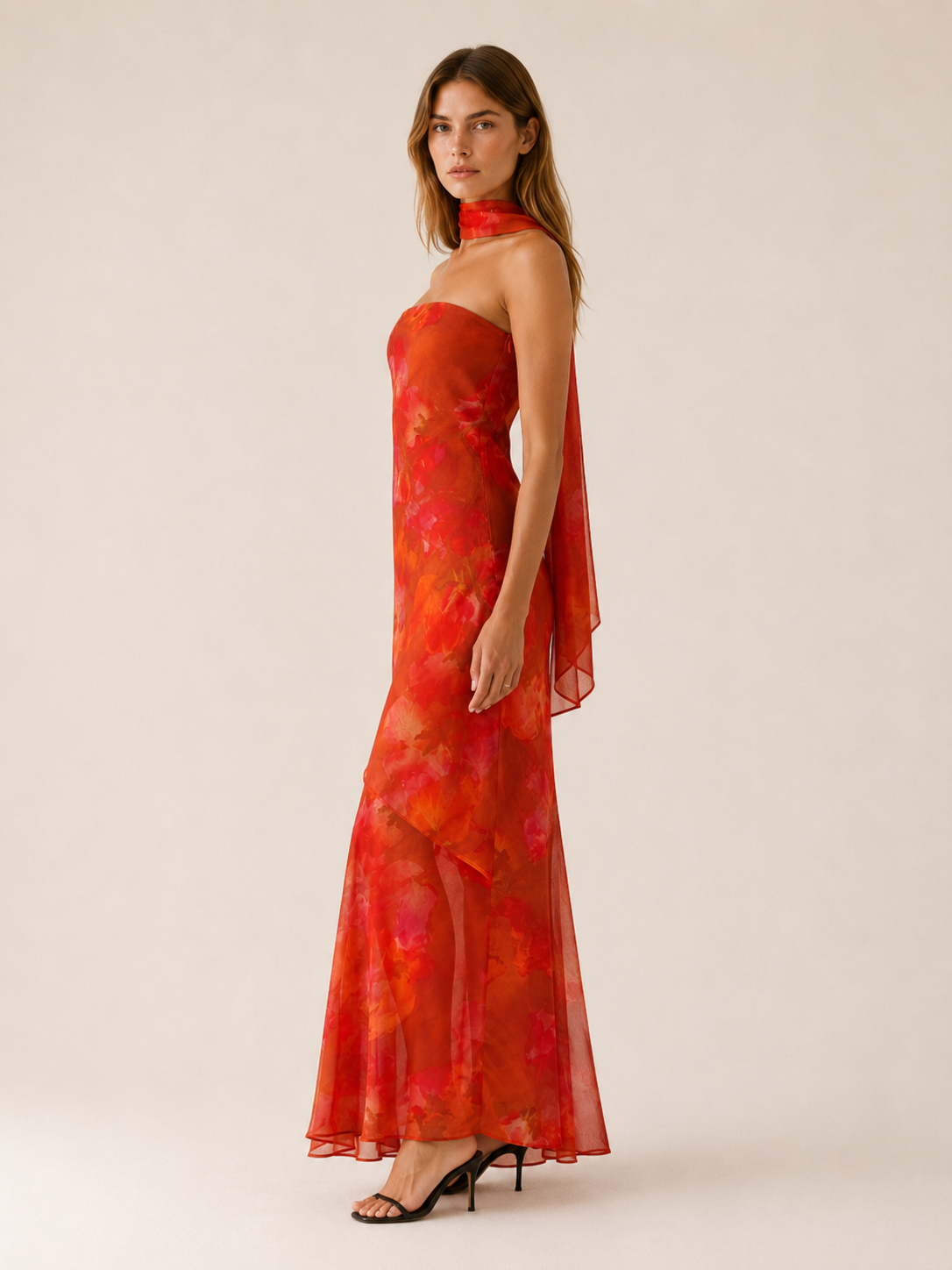 Zorina | Floral Maxi Dress with Strapless Neckline