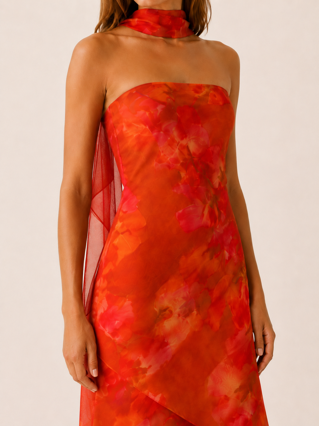 Zorina | Floral Maxi Dress with Strapless Neckline