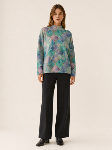 Zorina | Women's Geometric Roll Neck Knitted Jumper