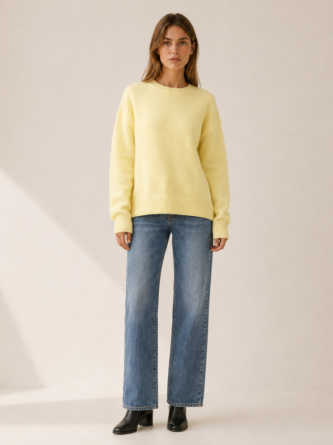 Zyphena | Round Neck Sweater with Bow Back Detail