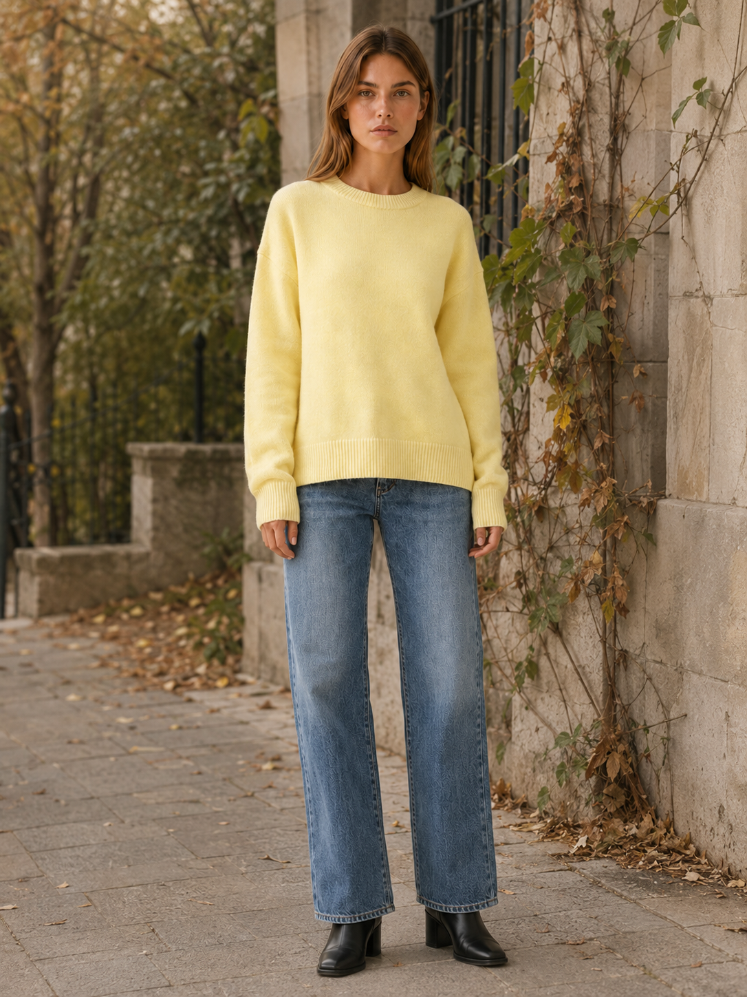 Zyphena | Round Neck Sweater with Bow Back Detail