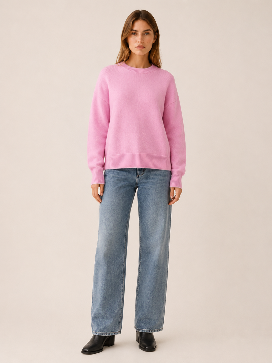 Zyphena | Round Neck Sweater with Bow Back Detail