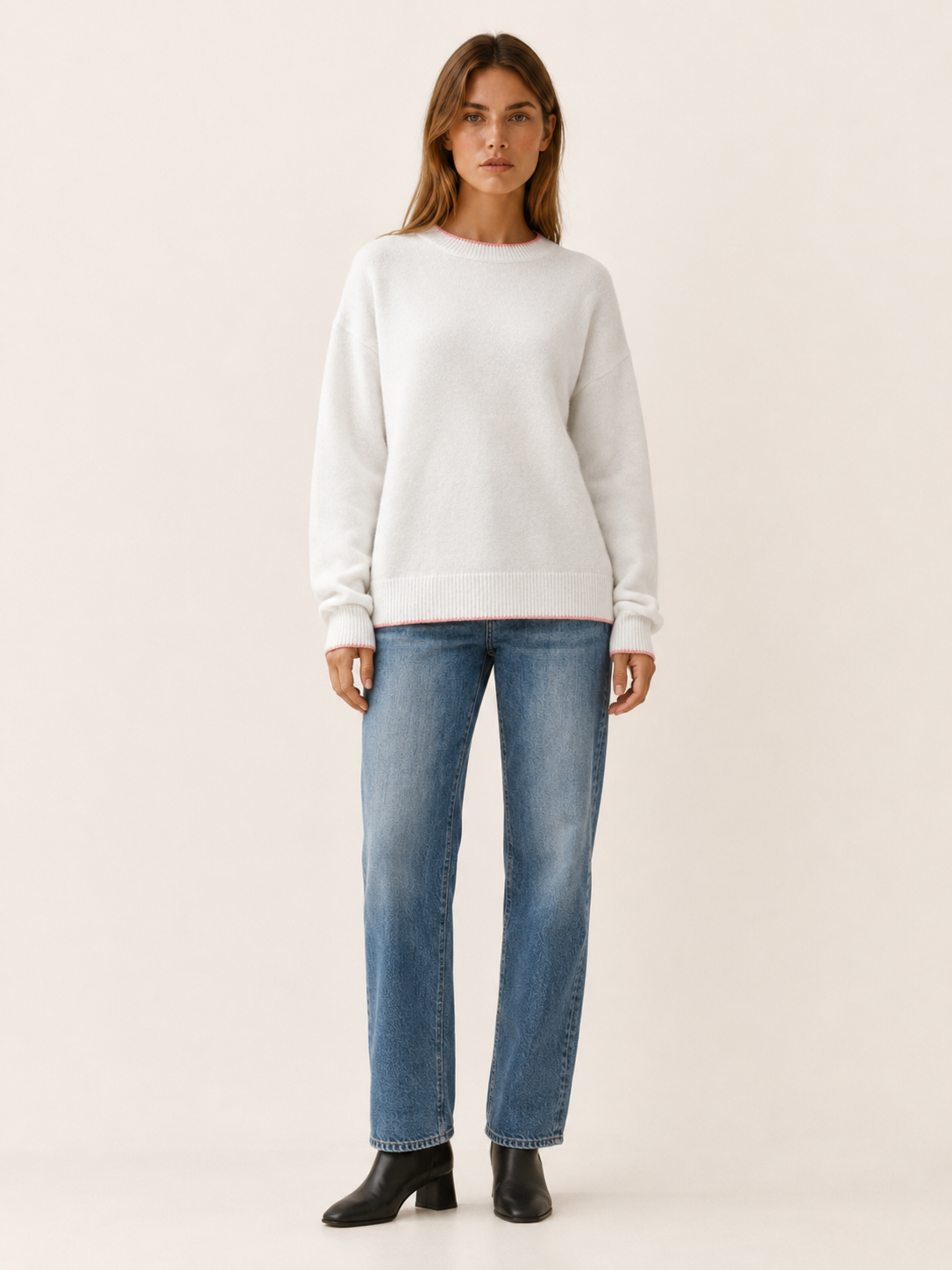Zyphena | Round Neck Sweater with Bow Back Detail